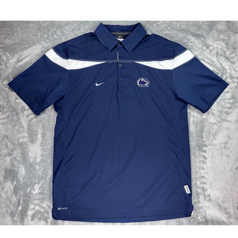 Nike Penn State Nittany Lions Dri-FIT Polo Shirt Mens Medium Navy Blue Golf